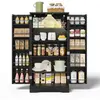 Buffet de cuisine 2 portes - 60 cm noir led mdf buffet de cuisine noir