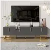 MODERNLUXE Meuble TV 170 cm - avec étagères réglable - poignées et pieds dorés - Gris