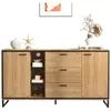 MERAX Buffet en panneaux de particules avec lumière led,3 tiroirs,2 po...
