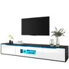 Meuble tv suspendu noir+blanc 180 cm led mdf meuble tv bicolore