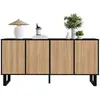MERAX Buffet 4 porte(s) 0 tiroir(s) - 160 cm naturel+noir mdf buffet b...