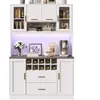 MERAX Buffet de cuisine 6 portes 2 tiroirs - 120 cm blanc led mdf buff...