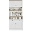MERAX Buffet de cuisine 4 portes 2 tiroirs - 80 cm blanc+naturel mdf b...