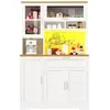 MERAX Buffet de cuisine 5 portes 1 tiroir - 104 cm blanc led mdf buffe...