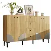 MERAX Buffet 4 porte(s) 4 tiroir(s) - 160 cm naturel panneau de partic...