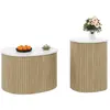MERAX Table basse gigogne ronde naturel+blanc - 60x60 cm mdf table bas...