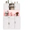 MERAX Buffet de cuisine 5 portes 1 tiroir - 110 cm blanc led mdf buffe...