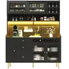 MERAX Buffet de cuisine 5 portes 4 tiroirs - 145 cm noir led mdf buffe...