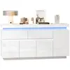 Buffet 4 porte(s) 2 tiroir(s) - 140 cm blanc led buffet blanc