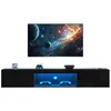 Meuble tv suspendu noir 160 cm led mdf meuble tv noir
