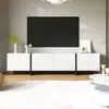MODERNLUXE Meuble tv l 190cm - 3 portes 2 tiroirs 5 compartiments - blanc & noir