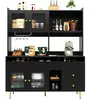 MERAX Buffet de cuisine 145cm en mdf avec 4 portes en verre,tiroirs,ca...
