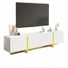 MERAX Meuble tv blanc+doré 190 cm mdf meuble tv bicolore