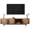 MERAX Meuble tv naturel 200 cm led mdf meuble tv naturel