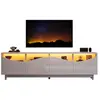 MERAX Meuble tv blanc 175 cm led mdf meuble tv blanc