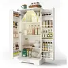 Buffet,armoire de cuisine en mdf avec lumière led,2 portes et étagères réglables,60x35x128,5cm, buffet blanc