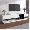 Modernluxe - Meuble tv 190cm - 3 tiroirs et 2 compartiments - Blanc