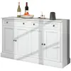 Buffet avec 2 tiroirs + 4 portes en blanc - meuble de rangement