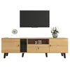 MERAX Meuble tv,banc tv bas à poser 172cm avec 2 portes,1 tiroir et 1 niche,naturel meuble tv naturel