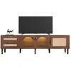 MERAX Meuble tv marron 180 cm led panneau de particules meuble tv bois foncé