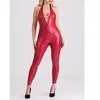 Combinaison catsuit similicuir à lacets Fierce rouge M