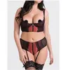 Lovehoney Lingerie Ensemble 2 pièces ouvert Dark Paradise rouge & noir GT XL/2XL