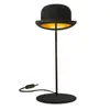 INNERMOST lampe de table avec le chapeau JEEVES (Chapeau melon noir avec intérieur doré - Feutre et aluminium anodisé)