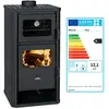 Poêle à bois avec four Prity FM D   12,1 kW, Noir Graphite, Classe A, ...