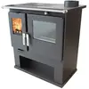 Poêle à bois Inox Verso CS 7,7 kW - Four acier, plaque & thermomètre