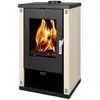 Poêle à bois Verso Theia - 9 kW  Panneaux latéraux ivoire et design co...