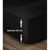 LOVELY HOME Drap Housse 100% Coton 180x200cm - Bonnet 35cm - Noir