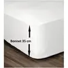 LOVELY HOME Drap Housse 100% Coton 180x200cm - Bonnet 35cm - Blanc