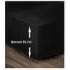 LOVELY HOME Drap Housse 100% Coton 140x190cm - Bonnet 35cm - Noir