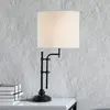 Searchlight Lampe de table Munich, noir/blanc, lin, E27, réglable