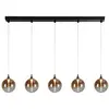 Searchlight Suspension LED Alchemy, 5 lampes, noir, ambre, verre
