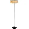 Searchlight Lampe sur pied Isla, Ø 40 cm, marron, beige, bambou, acier