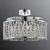 SEARCHLIGHT Suspension ronde 5 ampoules Elise, en chrome, aluminium et cristal