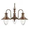 SEARCHLIGHT Suspension 3 ampoules Fisherman, finition cuivre