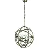 Searchlight Suspension 4 ampoules Orbit, en laiton antique