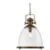 Searchlight Suspension Industrial Pendant, en laiton antique et verre clair
