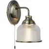Searchlight Applique murale Bistro II en verre holophane, laiton vieilli