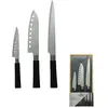 Coffret de 3 couteaux style Japonais en acier Santoku, Gyuto et Honesu...