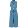 Salopette Rockabilly de Hell Bunny - Rylee Jumpsuit - XS à 4XL - pour Femme - bleu/blanc 3XL