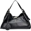 Luisa Vannini - Sac à main en cuir Nora noir - 28x47x8 cm OS