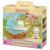 Les jumeaux lapin chocolat et leur poussette double Sylvanian Families