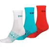 3 paires de chaussettes endura femme coolmaxr race blanc bleu rouge