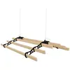 Monster Shop Tendoir de plafond avec système de poulies couleur Noir et 6 lattes en bois de 0,9 m Capacité de charge de 30 kg Kit de fixation gratuit Étendoir