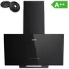 Hotte inclinée 60cm 350 m3h classe a++ recyclage ou evacuation noir cd...