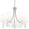 SEARCHLIGHT Suspension Nina, en chrome et cristal avec 5 abat-jour blancs - Blanc