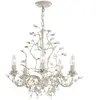 Searchlight Lustre 5 lumières métal crème doré et gouttes de verre - D50cm